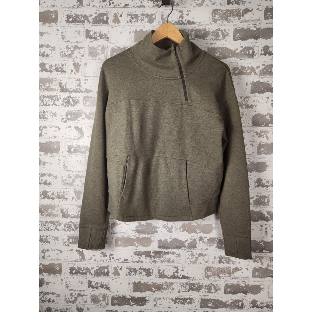 The North Face Pullover Sweatshirt Large Green Asymmetrical Zip Gorpcore